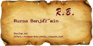 Ruzsa Benjámin névjegykártya